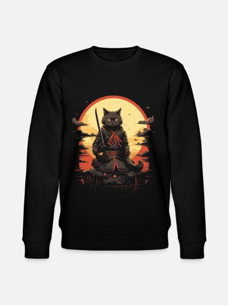 Japanese Cat Warrior - Stanley/Stella CHANGER Unisex Organic Sweatshirt - black