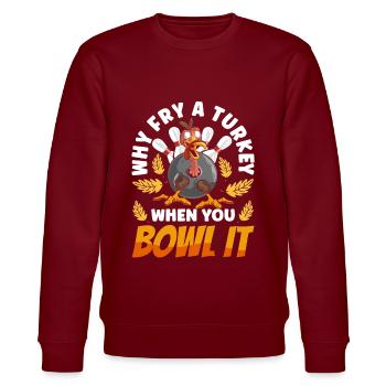 Thanksgiving Bowl Bowler Strike Pin Sport Bowling - Stanley/Stella Unisex Bio-Sweatshirt CHANGER  - Burgunderrot - Vorne - Nik (191cm) & Marisol (170cm)