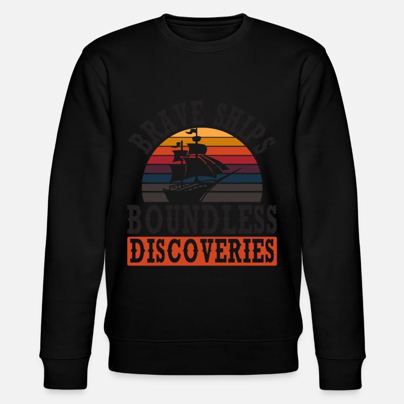 Brave Ships - Limitless Discoveries - Kolumb - Stanley/Stella CHANGER Unisex Organic Sweatshirt - black