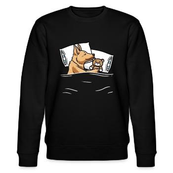 Perro Pastor Vasco Hund Mit Kuscheltier Schlafen - Stanley/Stella Unisex Bio-Sweatshirt CHANGER  - Schwarz - Vorne - Nik (191cm) & Marisol (170cm)