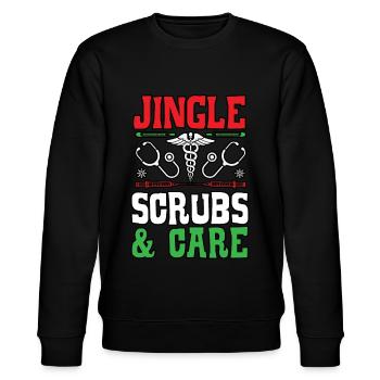Jingle Scrubs & Care Nurse Christmas - Stanley/Stella CHANGER Unisex Organic Sweatshirt - black - Front - Nik (191cm) & Marisol (170cm)