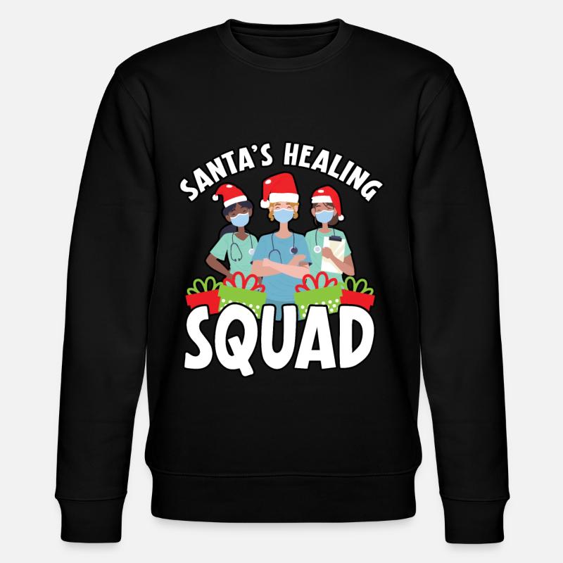 Santa's Healing Squad Nurse Christmas - Stanley/Stella CHANGER Unisex Organic Sweatshirt - black