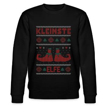Ugly Christmas Weihnachtself Kleinste Elfe Baby - Stanley/Stella Unisex Bio-Sweatshirt CHANGER  - Schwarz - Vorne - Nik (191cm) & Marisol (170cm)