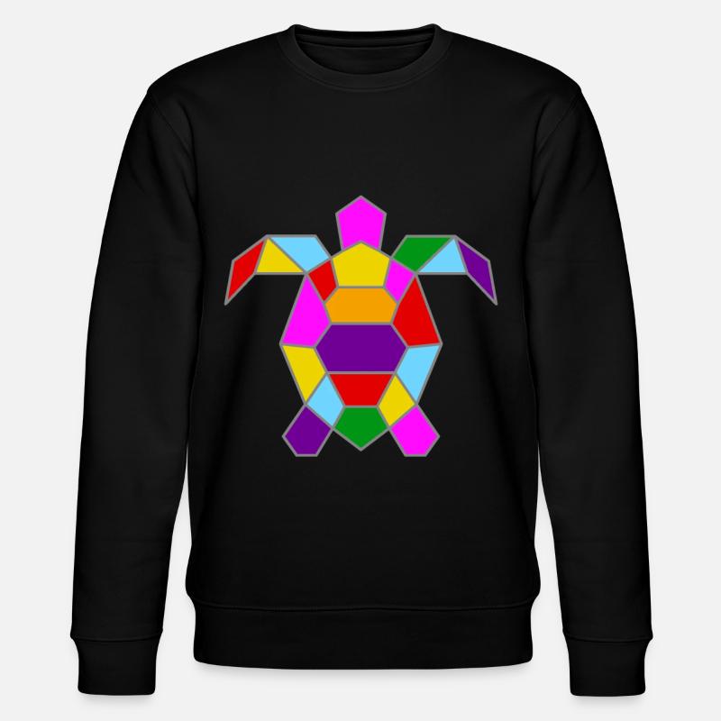 Geometrische bunte Schildkröte / Geschenkidee - Stanley/Stella Unisex Bio-Sweatshirt CHANGER  - Schwarz
