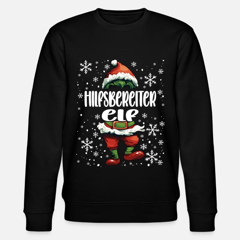 Weihnachtsoutfit Hilfsbereiter Elf - Stanley/Stella Unisex Bio-Sweatshirt CHANGER  - Schwarz