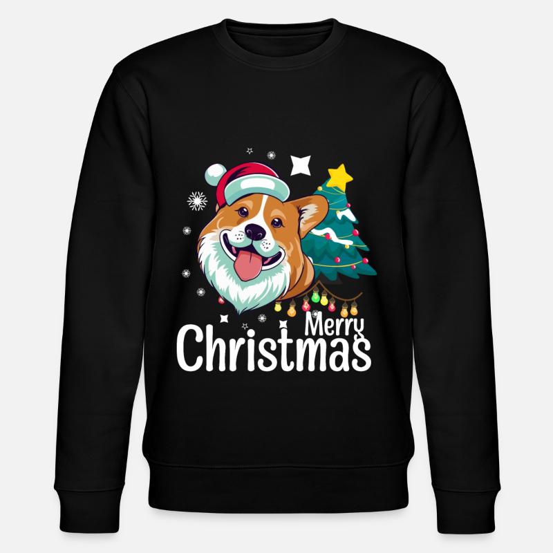 Glædelig jul Walisisk Corgi Dog jul - Stanley/Stella økologisk unisex-sweatshirt CHANGER  - sort