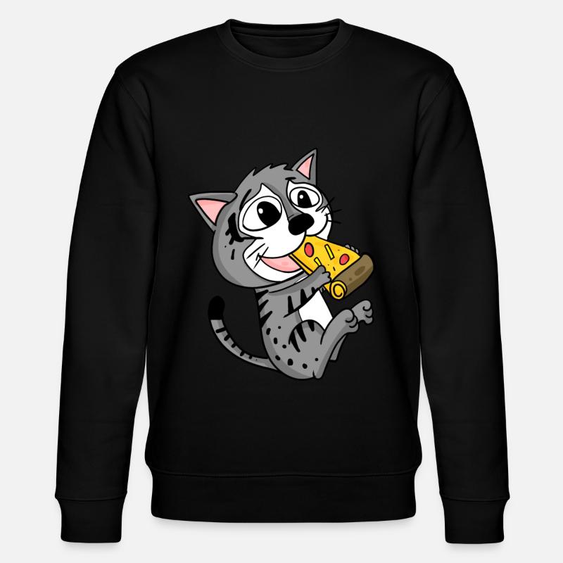 Katze Pizza - Stanley/Stella Unisex Bio-Sweatshirt CHANGER  - Schwarz