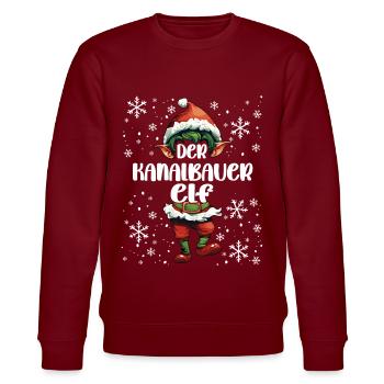 Weihnachtsoutfit Kanalbauer Elf Wichtel - Stanley/Stella Unisex Bio-Sweatshirt CHANGER  - Burgunderrot - Vorne - Nik (191cm) & Marisol (170cm)
