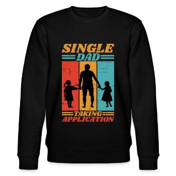 Single Dad Taking Application 6 - Stanley/Stella CHANGER Unisex Organic Sweatshirt - black - Front - Nik (191cm) & Marisol (170cm)