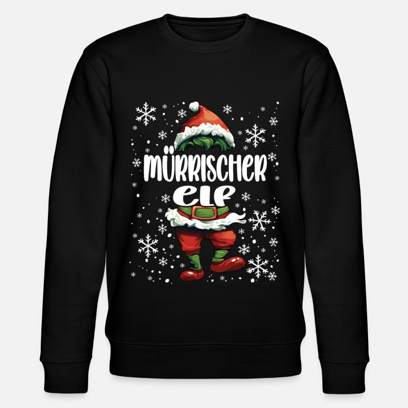 Grumpy Elf Christmas Outfit - Stanley/Stella CHANGER Unisex Organic Sweatshirt - black