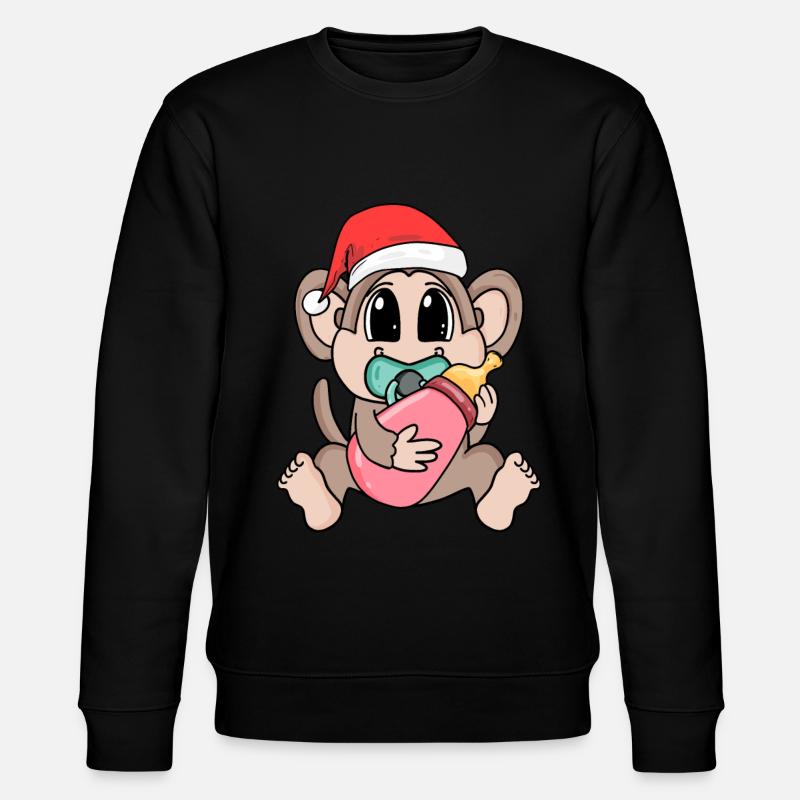 Singe bébé Noël - Sweat bio CHANGER Stanley/Stella Unisexe - noir