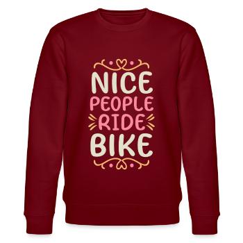 Les gens sympas font du vélo en disant citation - Sweat bio CHANGER Stanley/Stella Unisexe - bordeaux - Devant - Nik (191cm) & Marisol (170cm)