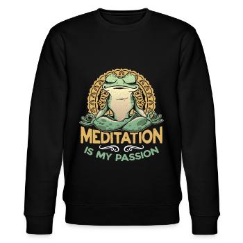 Meditation Is My Passion Yoga Exercise Frog Lover - Stanley/Stella CHANGER Unisex Organic Sweatshirt - black - Front - Nik (191cm) & Marisol (170cm)