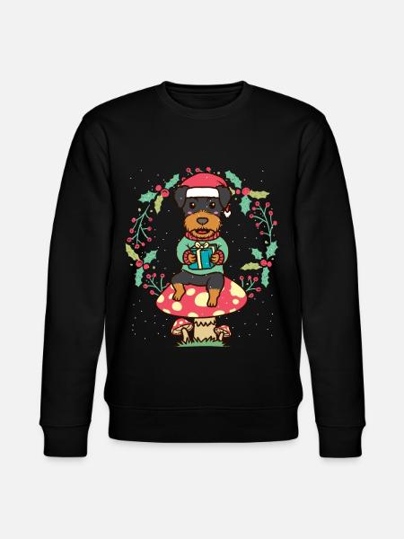 Deutsche Jagdterrier Hund Weihnachtskranz - Stanley/Stella Unisex Bio-Sweatshirt CHANGER  - Schwarz