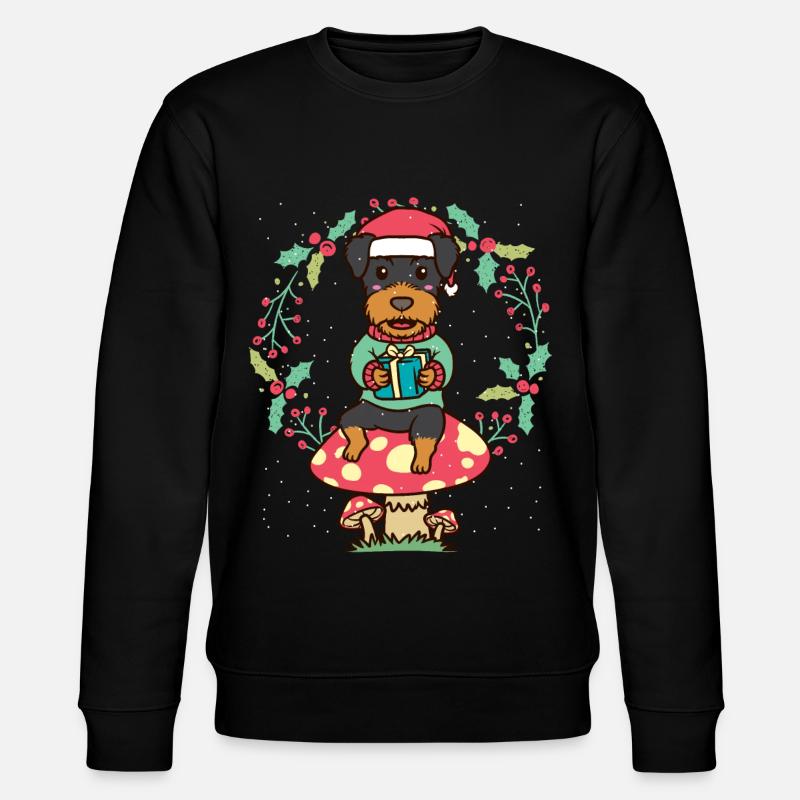 Deutsche Jagdterrier Hund Weihnachtskranz - Stanley/Stella Unisex Bio-Sweatshirt CHANGER  - Schwarz