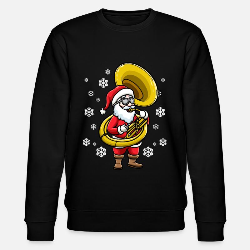 Weihnachtsmann Mit Sousaphon-instrument - Stanley/Stella Unisex Bio-Sweatshirt CHANGER  - Schwarz