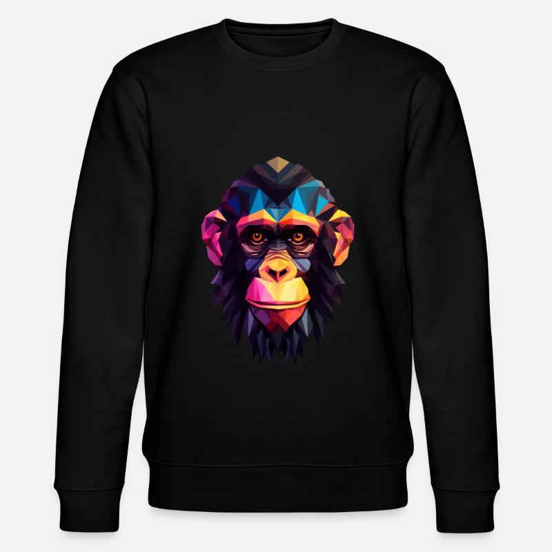 Geometric Style Chimpanzee - Stanley/Stella CHANGER Unisex Organic Sweatshirt - black