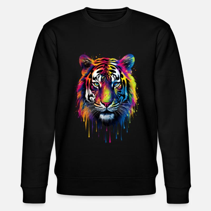 Rainbow Tiger - Stanley/Stella CHANGER Unisex Organic Sweatshirt - black