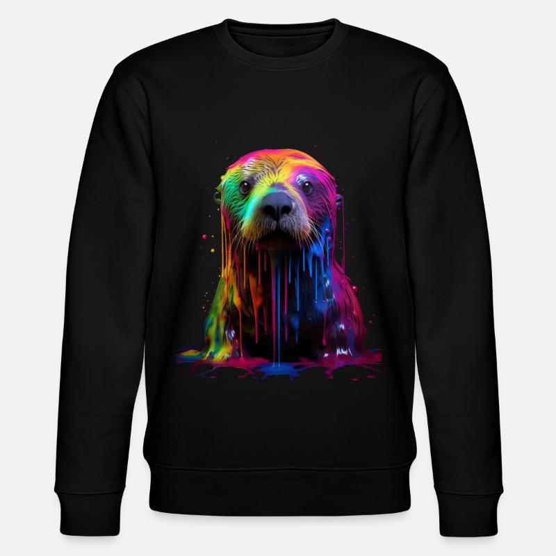Rainbow Sea Otter - Stanley/Stella CHANGER Unisex Organic Sweatshirt - black
