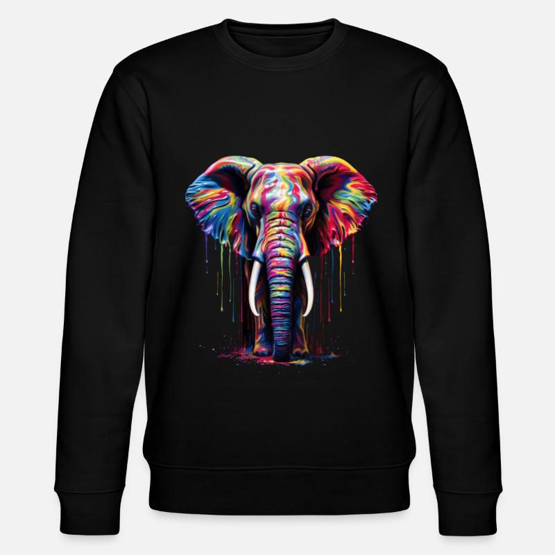 Rainbow Elephant - Stanley/Stella CHANGER Unisex Organic Sweatshirt - black
