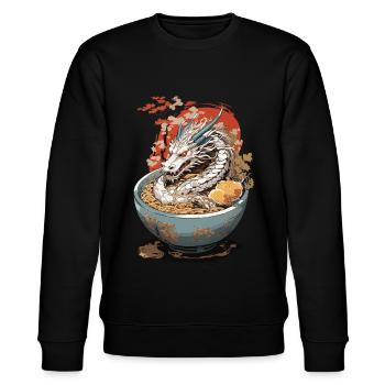 Retro Drache Ramen Ukiyo-e Manga Design - Stanley/Stella Unisex Bio-Sweatshirt CHANGER  - Schwarz - Vorne - Nik (191cm) & Marisol (170cm)