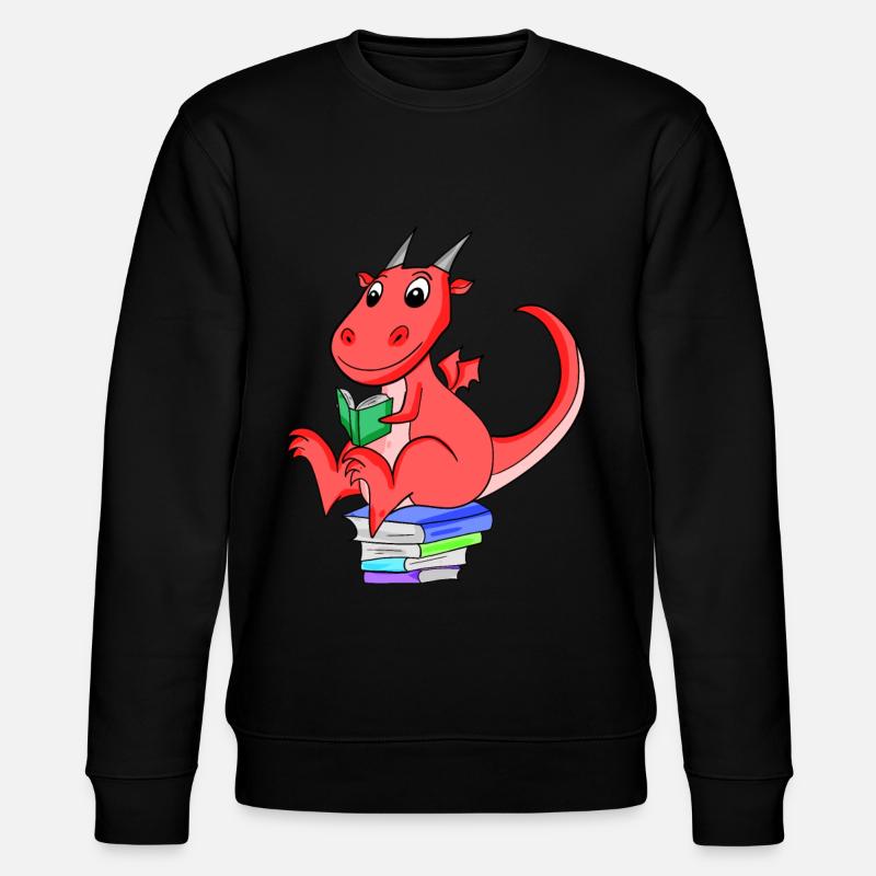Bücher Drache Drachen - Stanley/Stella Unisex Bio-Sweatshirt CHANGER  - Schwarz