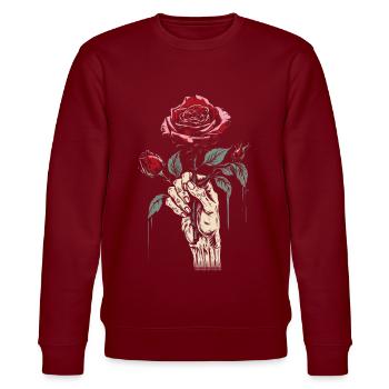 Hand Hält Rose Ästhetik Soft Grunge Vintage Goth - Stanley/Stella Unisex Bio-Sweatshirt CHANGER  - Burgunderrot - Vorne - Nik (191cm) & Marisol (170cm)