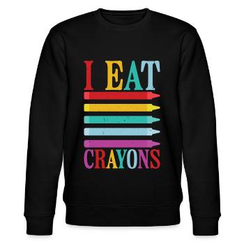 I Eat Crayons 10 - Stanley/Stella CHANGER Unisex Organic Sweatshirt - black - Front - Nik (191cm) & Marisol (170cm)