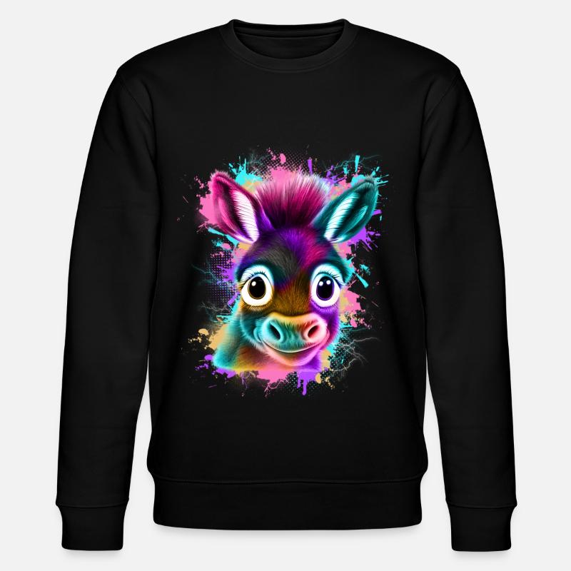 Esel Graffiti Bunt - Stanley/Stella Unisex Bio-Sweatshirt CHANGER  - Schwarz