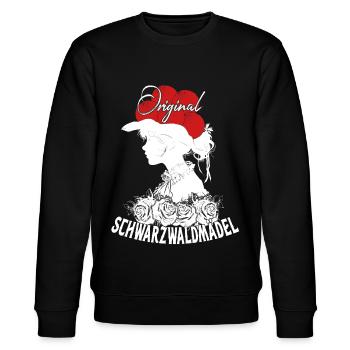 Original Schwarzwaldmädel Bollenhut Tracht Rosen - Stanley/Stella Unisex Bio-Sweatshirt CHANGER  - Schwarz - Vorne - Nik (191cm) & Marisol (170cm)