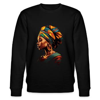 African Woman Kente Head Scarf Africa Headwrap - Stanley/Stella CHANGER Unisex Organic Sweatshirt - black - Front - Nik (191cm) & Marisol (170cm)