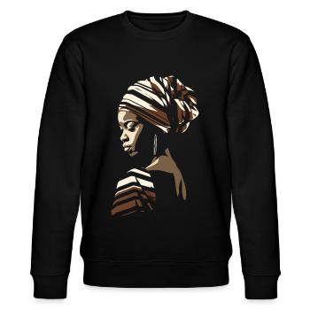 Afrikanische Frau Afrika Headwrap Kopftuch Kente - Stanley/Stella Unisex Bio-Sweatshirt CHANGER  - Schwarz - Vorne - Nik (191cm) & Marisol (170cm)
