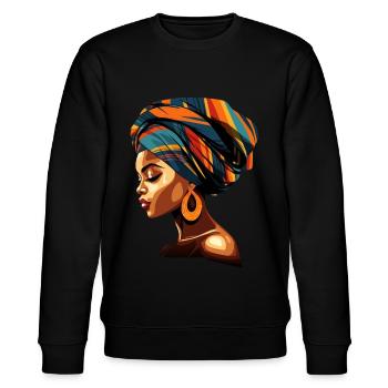 Femme africaine Afrique Kente foulard - Sweat bio CHANGER Stanley/Stella Unisexe - noir - Devant - Nik (191cm) & Marisol (170cm)