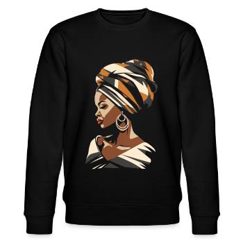 Afrikanische Frau Afrika Kopftuch Kente Headwrap - Stanley/Stella Unisex Bio-Sweatshirt CHANGER  - Schwarz - Vorne - Nik (191cm) & Marisol (170cm)