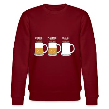 Realisten zitieren TShirt Design Beer Glass - Stanley/Stella Unisex Bio-Sweatshirt CHANGER  - Burgunderrot - Vorne - Nik (191cm) & Marisol (170cm)