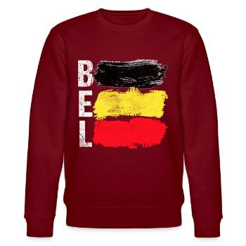 Belgien - Stanley/Stella Unisex Bio-Sweatshirt CHANGER  - Burgunderrot - Vorne - Nik (191cm) & Marisol (170cm)