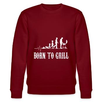 Baby Kind Evolution Grillen Geburt Herz Geschenk - Stanley/Stella Unisex Bio-Sweatshirt CHANGER  - Burgunderrot - Vorne - Nik (191cm) & Marisol (170cm)