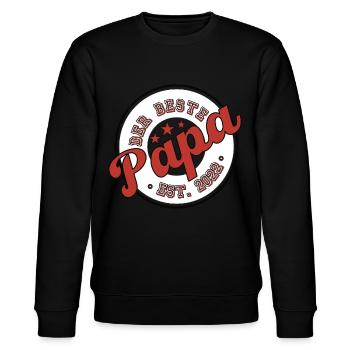 Der Beste Papa 2022 - Stanley/Stella Unisex Bio-Sweatshirt CHANGER  - Schwarz - Vorne - Nik (191cm) & Marisol (170cm)
