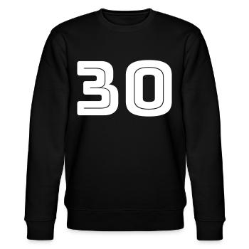 Numéro 30 - Anniversaire - Numéro de maillot - Sweat bio CHANGER Stanley/Stella Unisexe - noir - Devant - Nik (191cm) & Marisol (170cm)