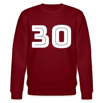 Zahl 30 - Geburtstag - Trikotnummer - Stanley/Stella Unisex Bio-Sweatshirt CHANGER  - Burgunderrot - Vorne - Nik (191cm) & Marisol (170cm)