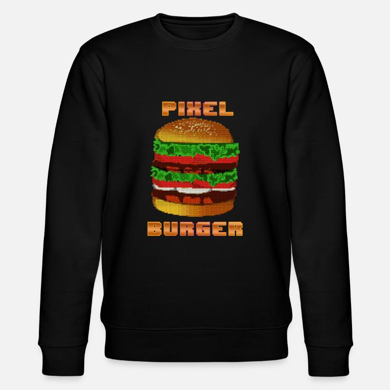 Pixel burger t-shirt rétro - Sweat bio CHANGER Stanley/Stella Unisexe - noir