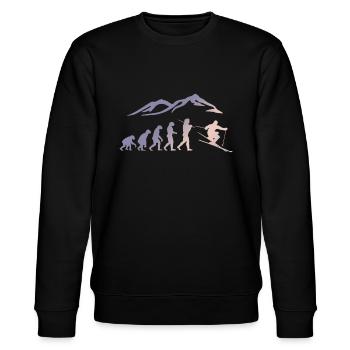 Ski Evolution Skifahrer Schnee Winter - Stanley/Stella Unisex Bio-Sweatshirt CHANGER  - Schwarz - Vorne - Nik (191cm) & Marisol (170cm)