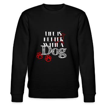 Life is better with a dog - Stanley/Stella Unisex Bio-Sweatshirt CHANGER  - Schwarz - Vorne - Nik (191cm) & Marisol (170cm)