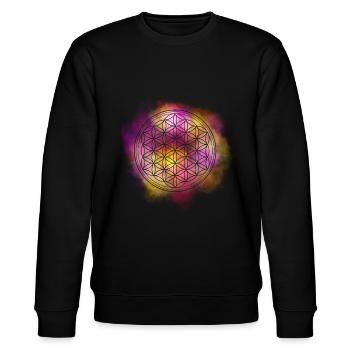 Blume des Lebens mandala - Stanley/Stella Unisex Bio-Sweatshirt CHANGER  - Schwarz - Vorne - Nik (191cm) & Marisol (170cm)