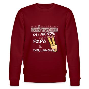 Papa et Boulanger - Sweat bio CHANGER Stanley/Stella Unisexe - bordeaux - Devant - Nik (191cm) & Marisol (170cm)