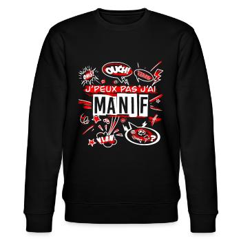 J'peux pas j'ai manif - Sweat bio CHANGER Stanley/Stella Unisexe - noir - Devant - Nik (191cm) & Marisol (170cm)