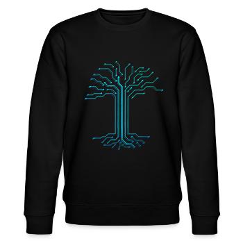 Bedruckte Schaltungswelle blau - Stanley/Stella Unisex Bio-Sweatshirt CHANGER  - Schwarz - Vorne - Nik (191cm) & Marisol (170cm)