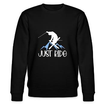 Ski just ride - Stanley/Stella Unisex Bio-Sweatshirt CHANGER  - Schwarz - Vorne - Nik (191cm) & Marisol (170cm)