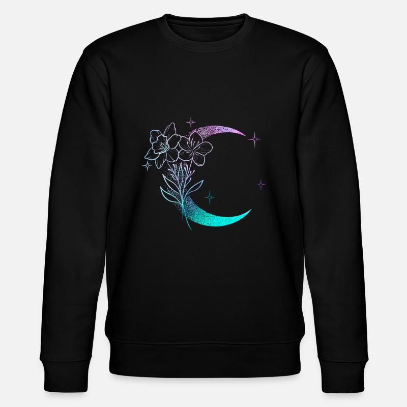Mond mit Blumen dotwork tattoo - Stanley/Stella Unisex Bio-Sweatshirt CHANGER  - Schwarz