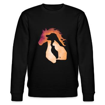 Silhouette Hund, Katze und Pferd - Stanley/Stella Unisex Bio-Sweatshirt CHANGER  - Schwarz - Vorne - Nik (191cm) & Marisol (170cm)